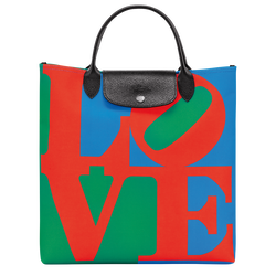 Longchamp x Robert Indiana L Handbag , Red - Canvas