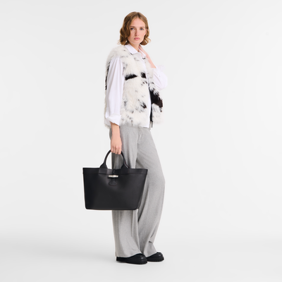 Le Roseau L Tote bag , Black - Leather