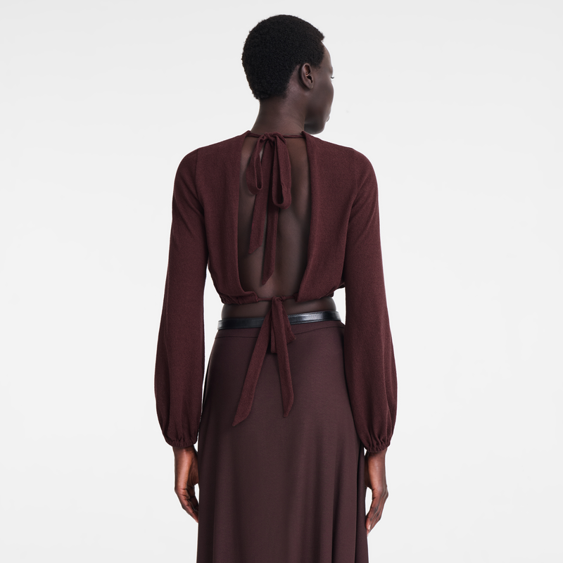 Top , Burgundy - Crepe jersey  - View 3 of  4