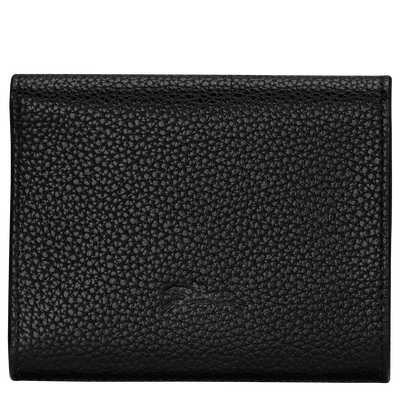 Le Foulonn&eacute; Compact wallet , Black - Leather