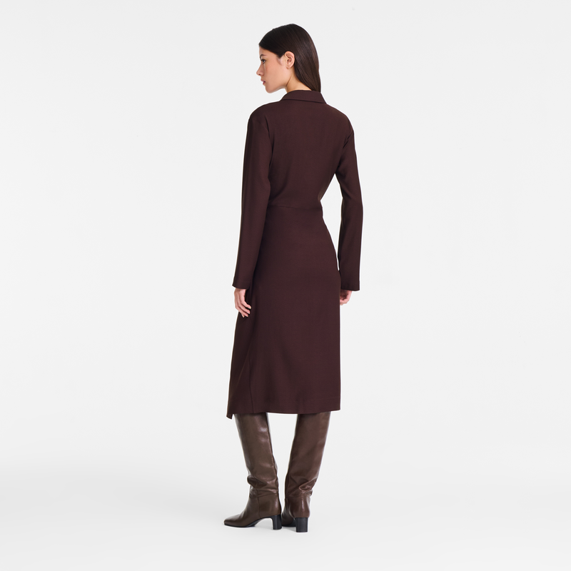 Dress , Burgundy - Crepe  - View 3 of  4