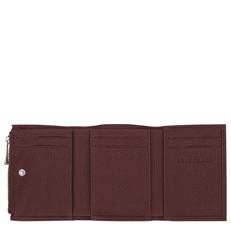 Le Roseau Compact wallet , Burgundy - Leather  - View 3 of  3