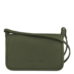 Le Foulonné Wallet on chain , Khaki - Leather
