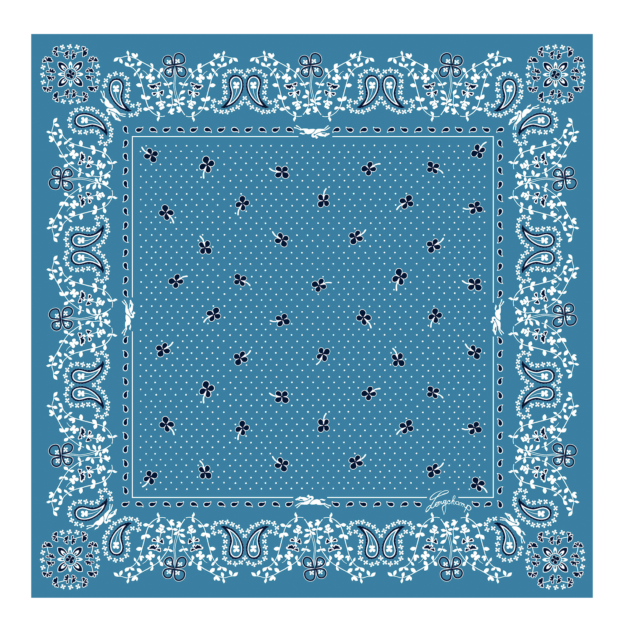 French Bandana Silk scarf 50, Lagoon