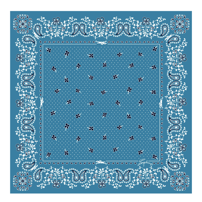 French Bandana Silk scarf 50 , Lagoon - Silk  - View 1 of  2