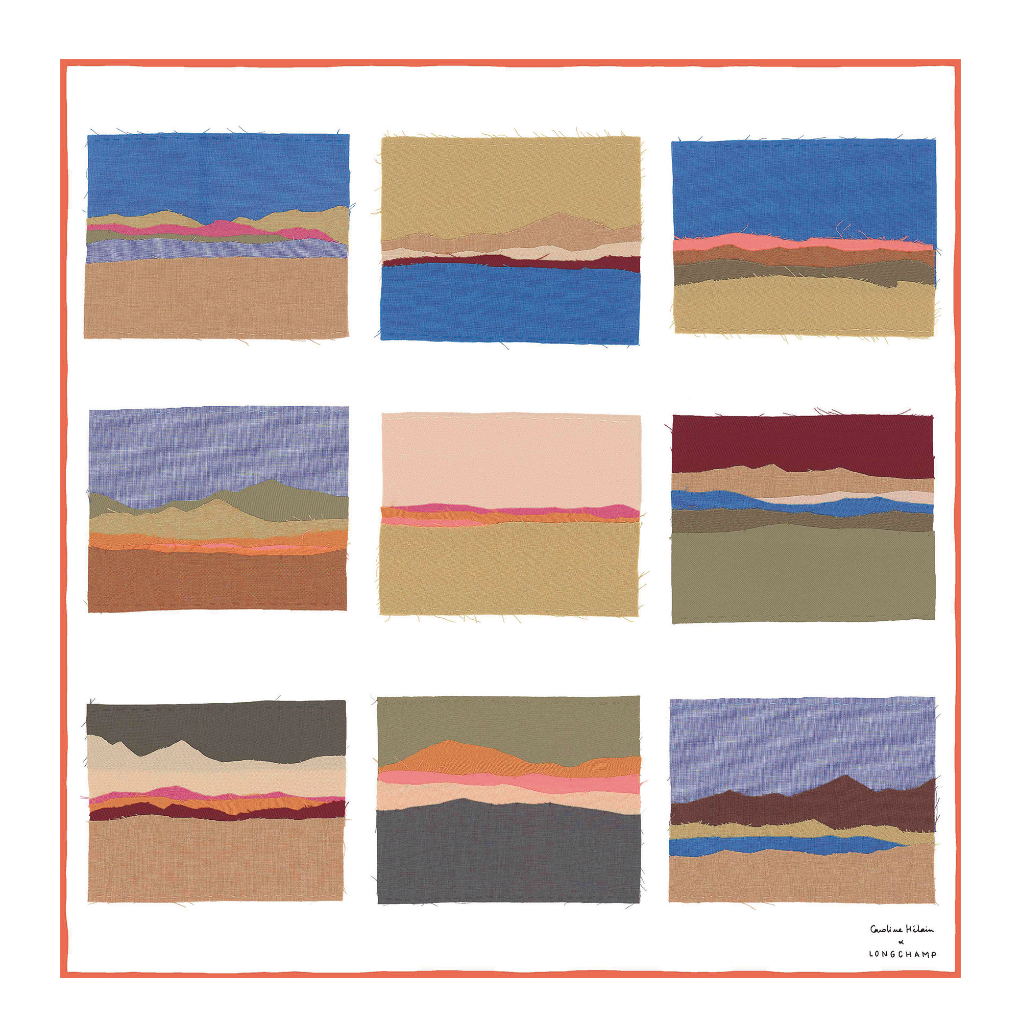 Caroline H&eacute;lain x Longchamp Silk scarf 70, Orange