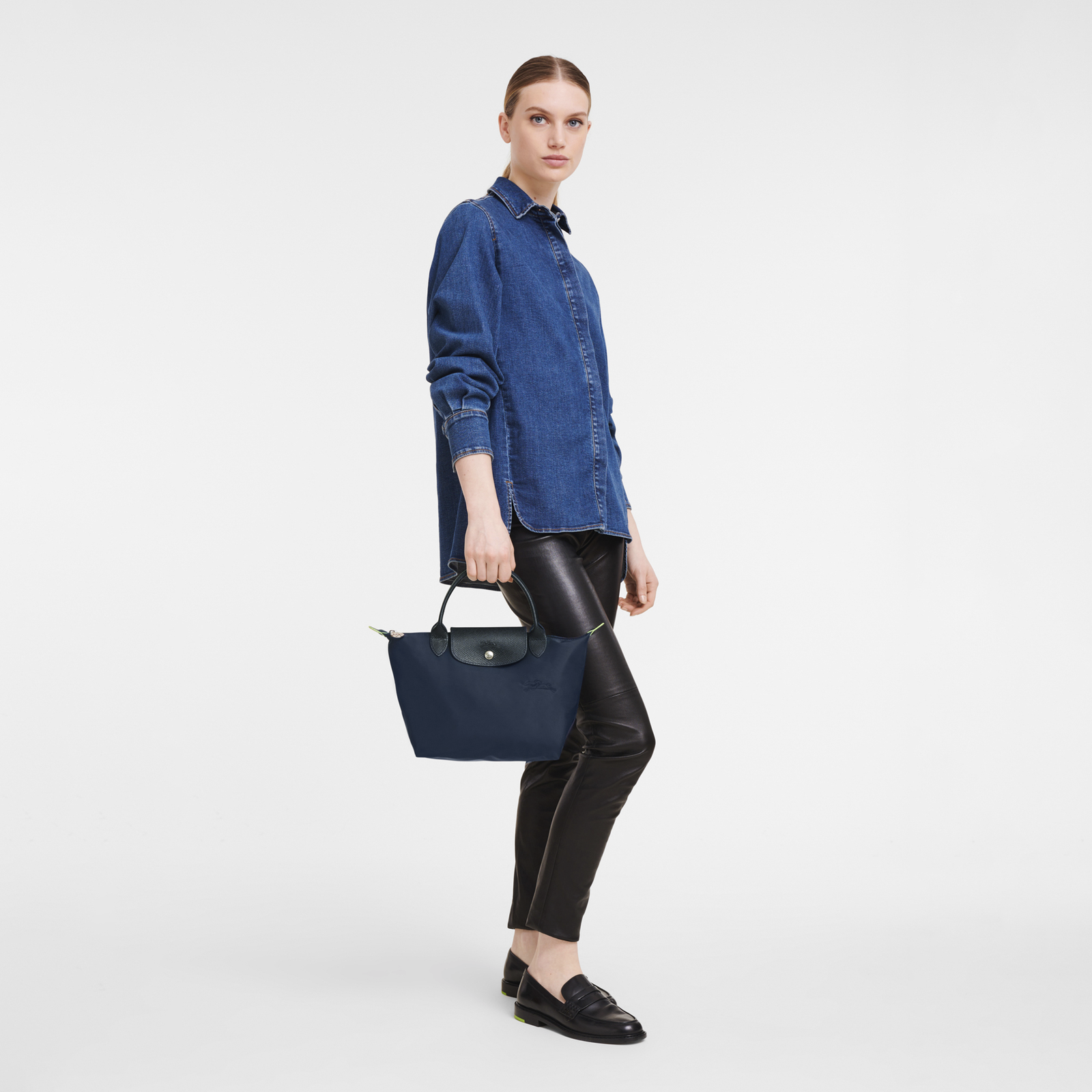 Le Pliage Green S Handbag Navy Recycled canvas Longchamp TH