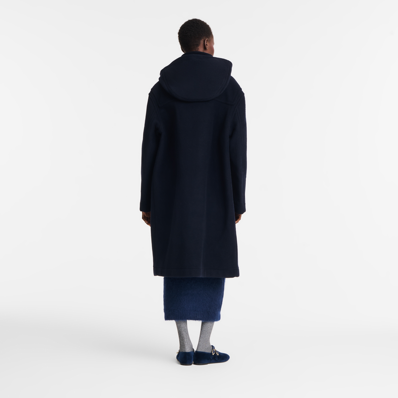 Duffle Coat , Navy - Double-faced wool cloth  - View 3 of  5