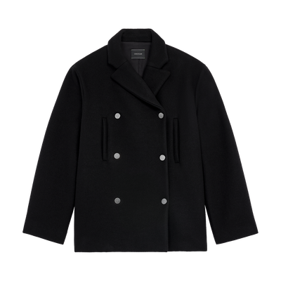 Pea coat , Black - Wool broadcloth