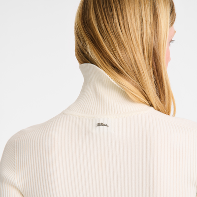null High collar fitted jumper, Ecru