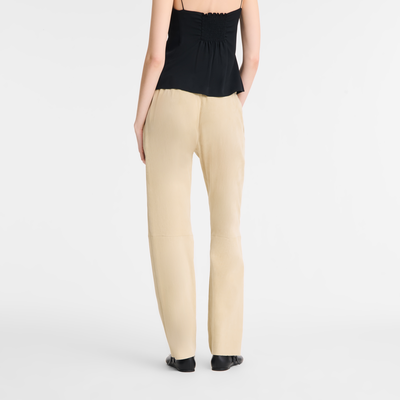 null Leather straight pants, Linen
