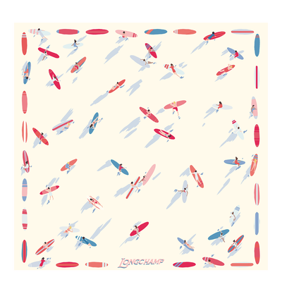 En Attendant la Vague Silk scarf 50 , Ivory - Silk