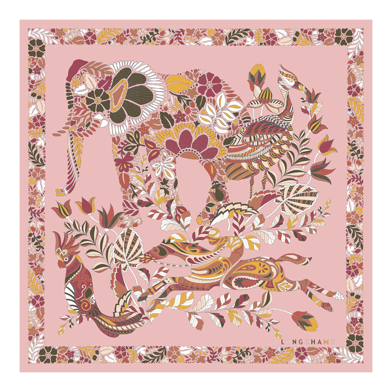 For&ecirc;t Longchamp Silk scarf 50 , Pink Tea - Silk  - View 1 of  3