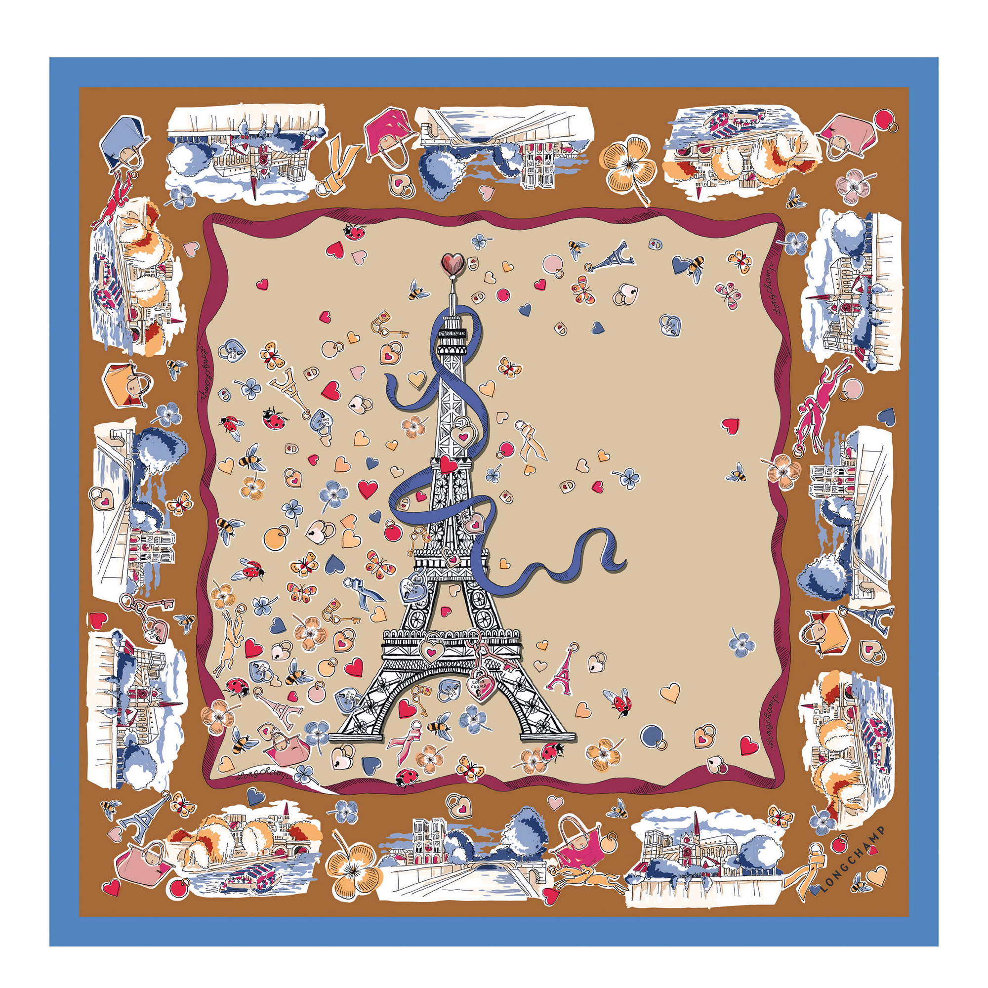 Tour Enchant&eacute;e Silk scarf 50, Caramel