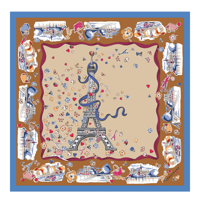 Tour Enchant&eacute;e Silk scarf 50 , Caramel - Silk