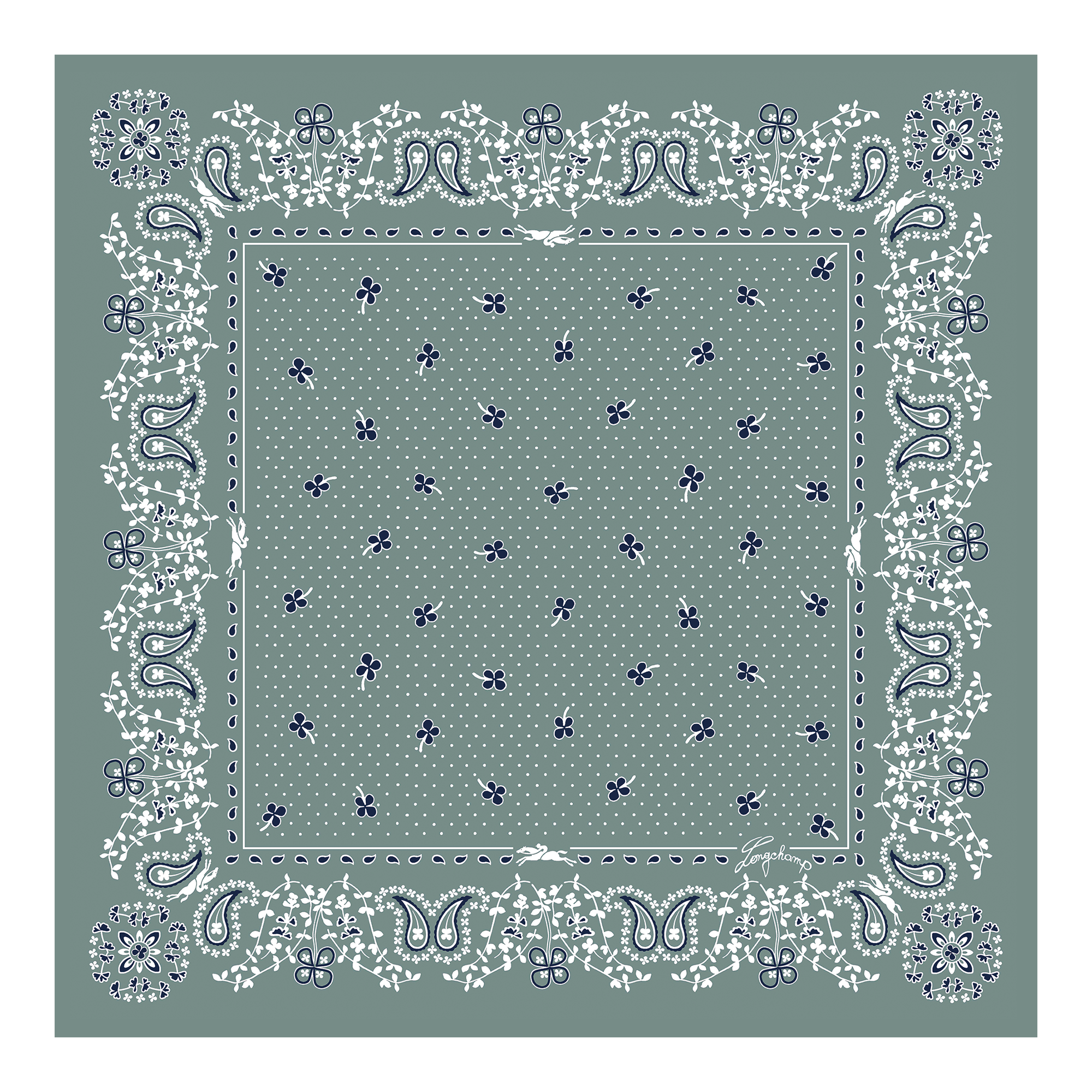 Silk scarf 50, Celadon - View 1 of
2 - zoom in French Bandana Silk scarf 50, Celadon