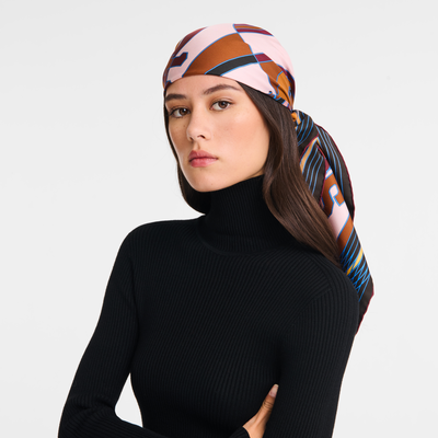 Longchamp League Silk scarf 90, Burgundy