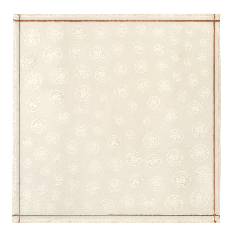 La M&eacute;daille Longchamp Stole , Ivory - Cotton blend  - View 1 of  2