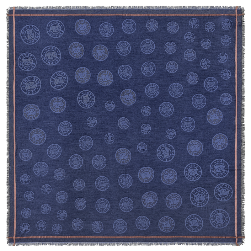 La M&eacute;daille Longchamp Stole , Navy - Cotton blend  - View 1 of  3