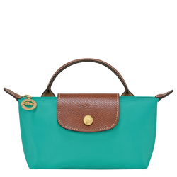 Le Pliage Original Pouch with handle , Turquoise - Recycled canvas