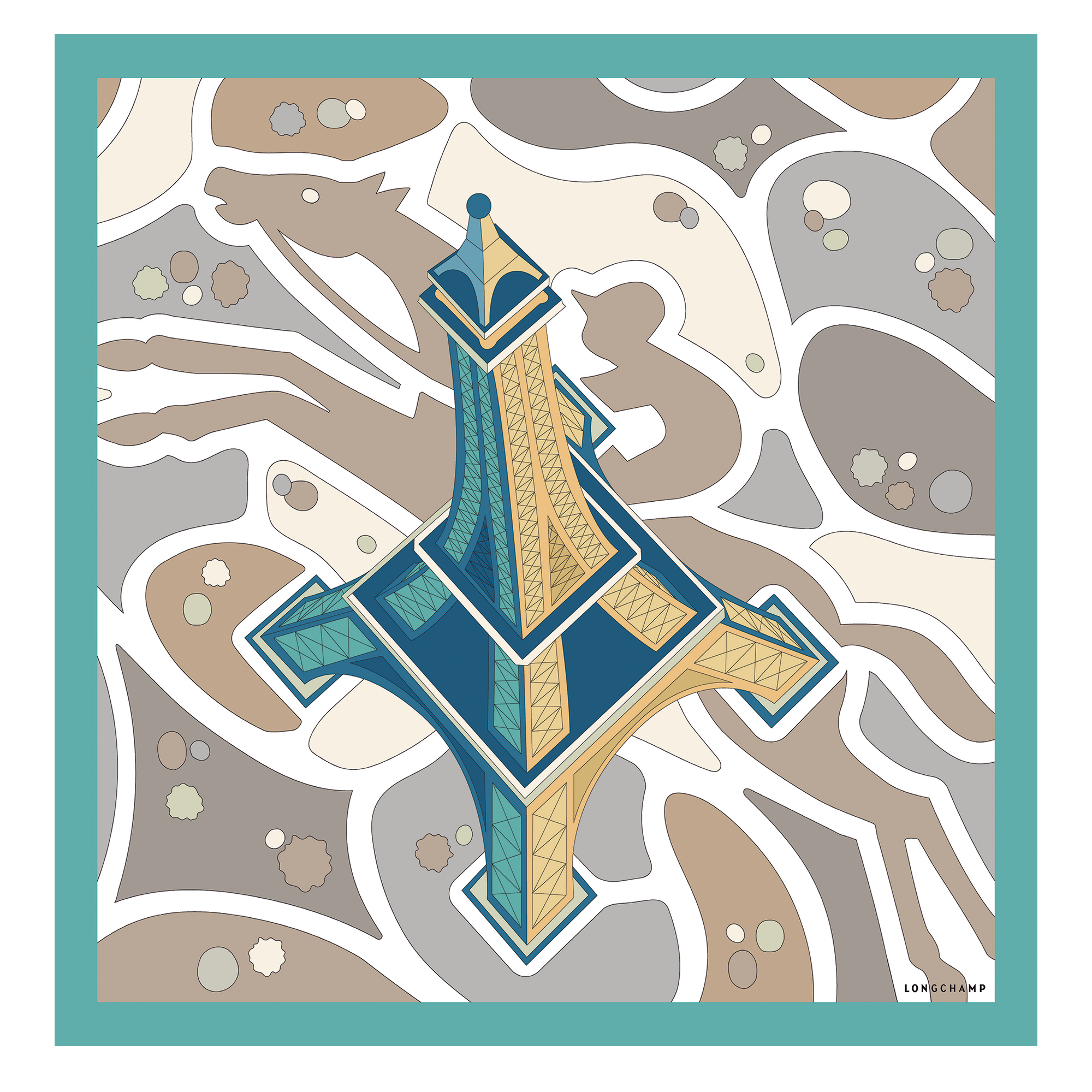 Equestrian Tower Silk scarf 70, Mint