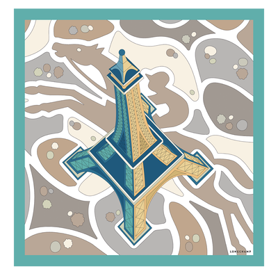 Equestrian Tower Silk scarf 70 , Mint - Silk