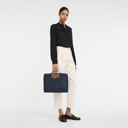 Le Pliage Original S Briefcase , Navy - Recycled canvas