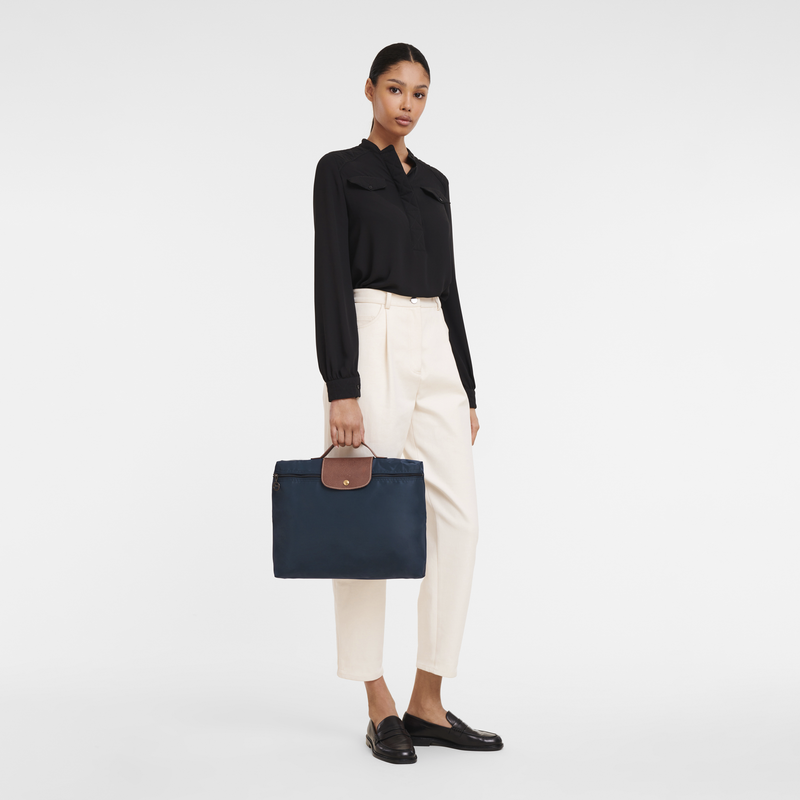 Le Pliage Original S Briefcase , Navy - Recycled canvas  - View 2 of  6