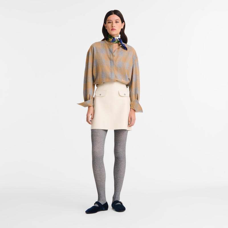 Shirt , Camel/Grey - Jacquard wool  - View 1 of  4