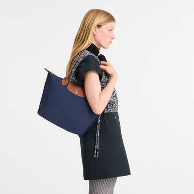 Le Pliage Original M Tote bag , Navy - Recycled canvas