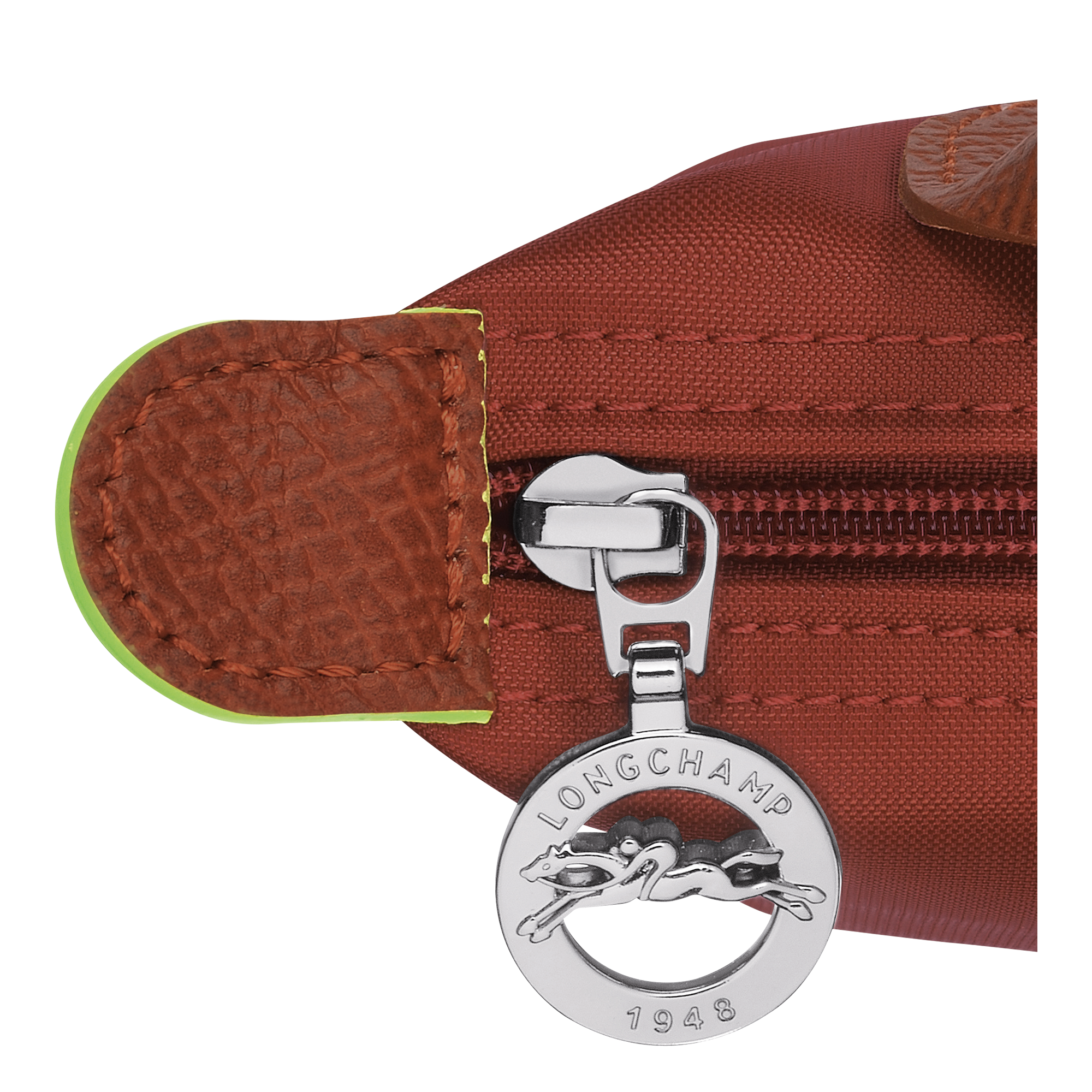 Pouch with handle, Chestnut - View 6 of
6 - zoom in Le Pliage Green Pouch with handle, Chestnut