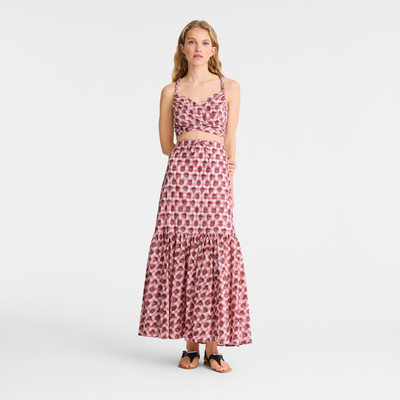 Long skirt , Blush - Vichy print veil