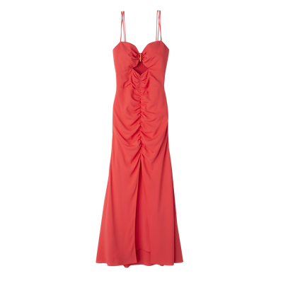 Midi dress , Strawberry - Fluid crepe