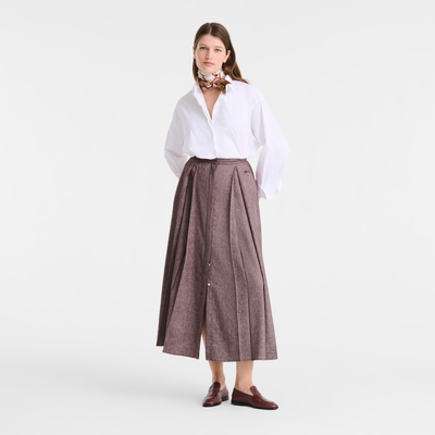 Midi skirt , Burgundy - Linen