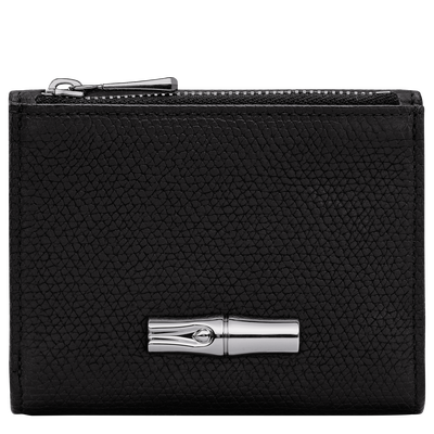 Le Roseau Compact wallet , Black - Leather