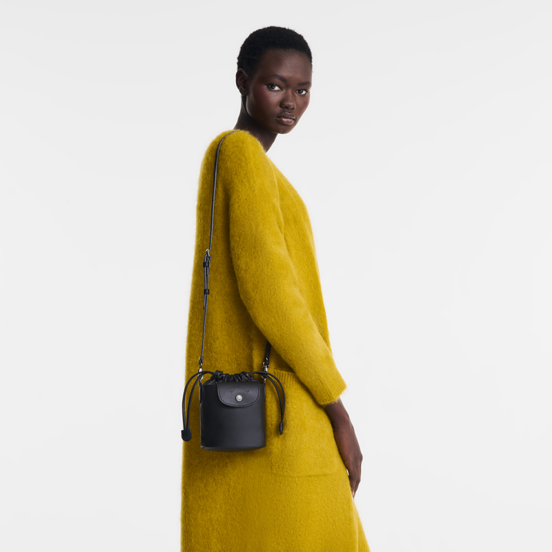 Le Pliage Xtra XS Bucket bag , Black - Leather  - View 2 of  6