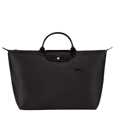 Le Pliage Green L Travel bag , Black - Recycled canvas
