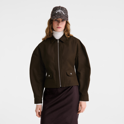Jacket , Mocha - Double-face gabardine