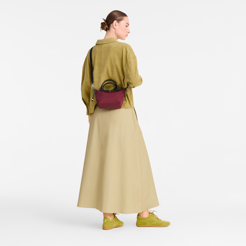 Le Pliage Energy XS Handbag , Burgundy - Recycled canvas  - View 2 of  6