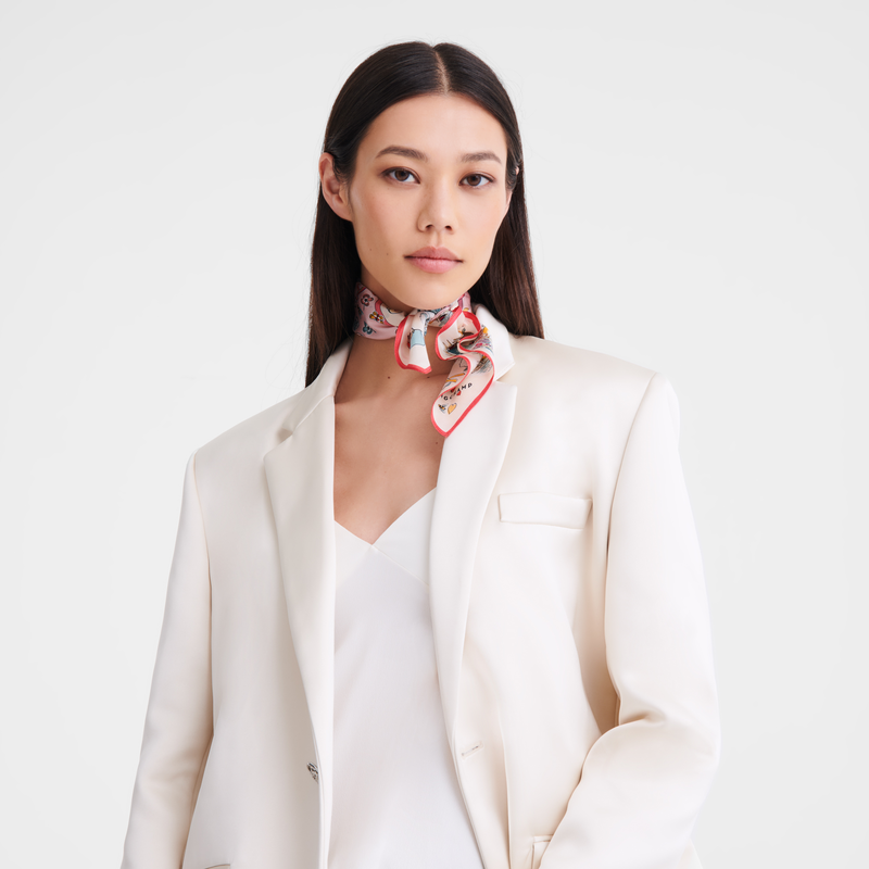 Tour Enchant&eacute;e Silk scarf 50 , Marshmallow - Silk  - View 2 of  3