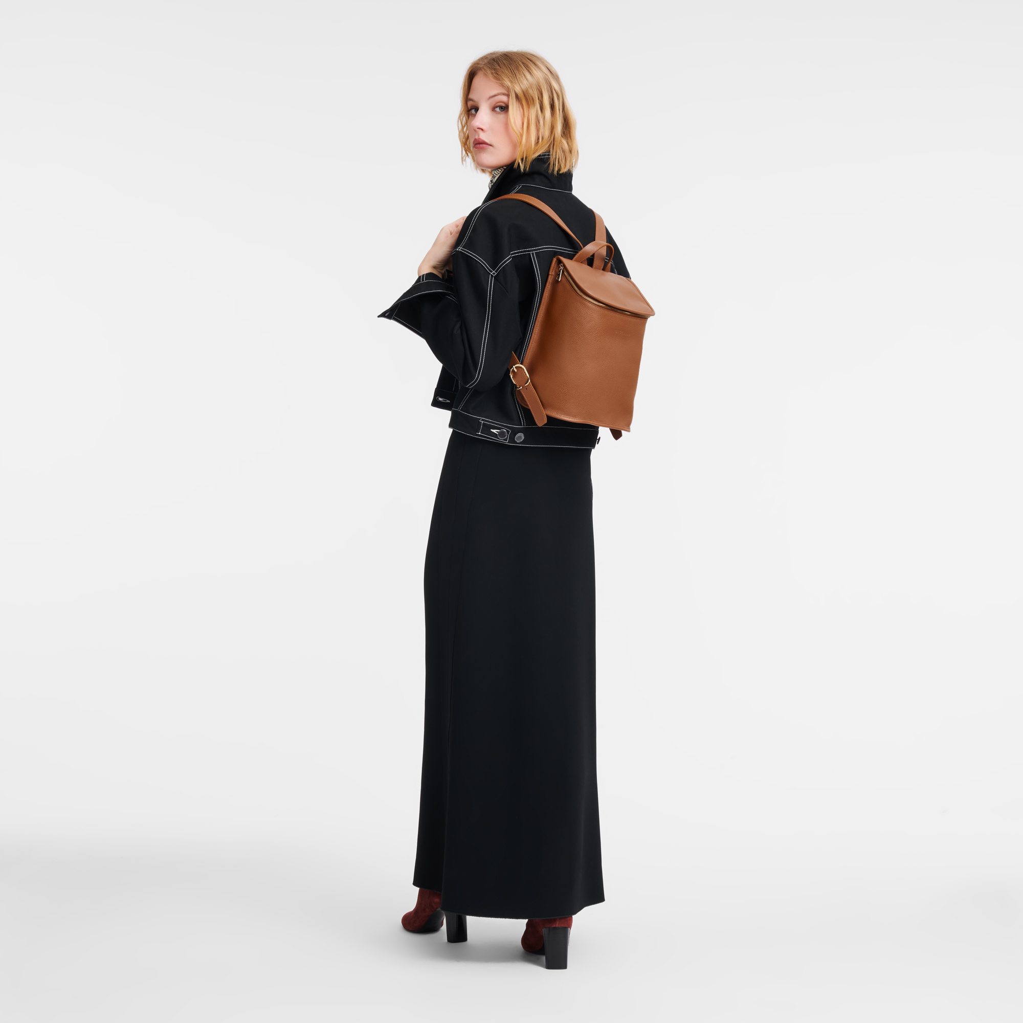 Longchamp small leather backpack hot sale