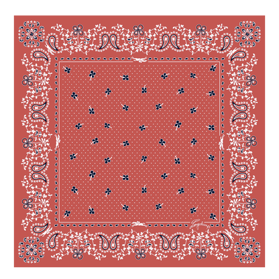 French Bandana Silk scarf 50 , Coral - Silk