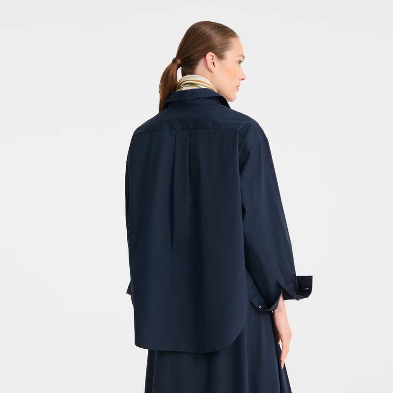 Shirt , Navy - Cotton poplin  - View 3 of  5