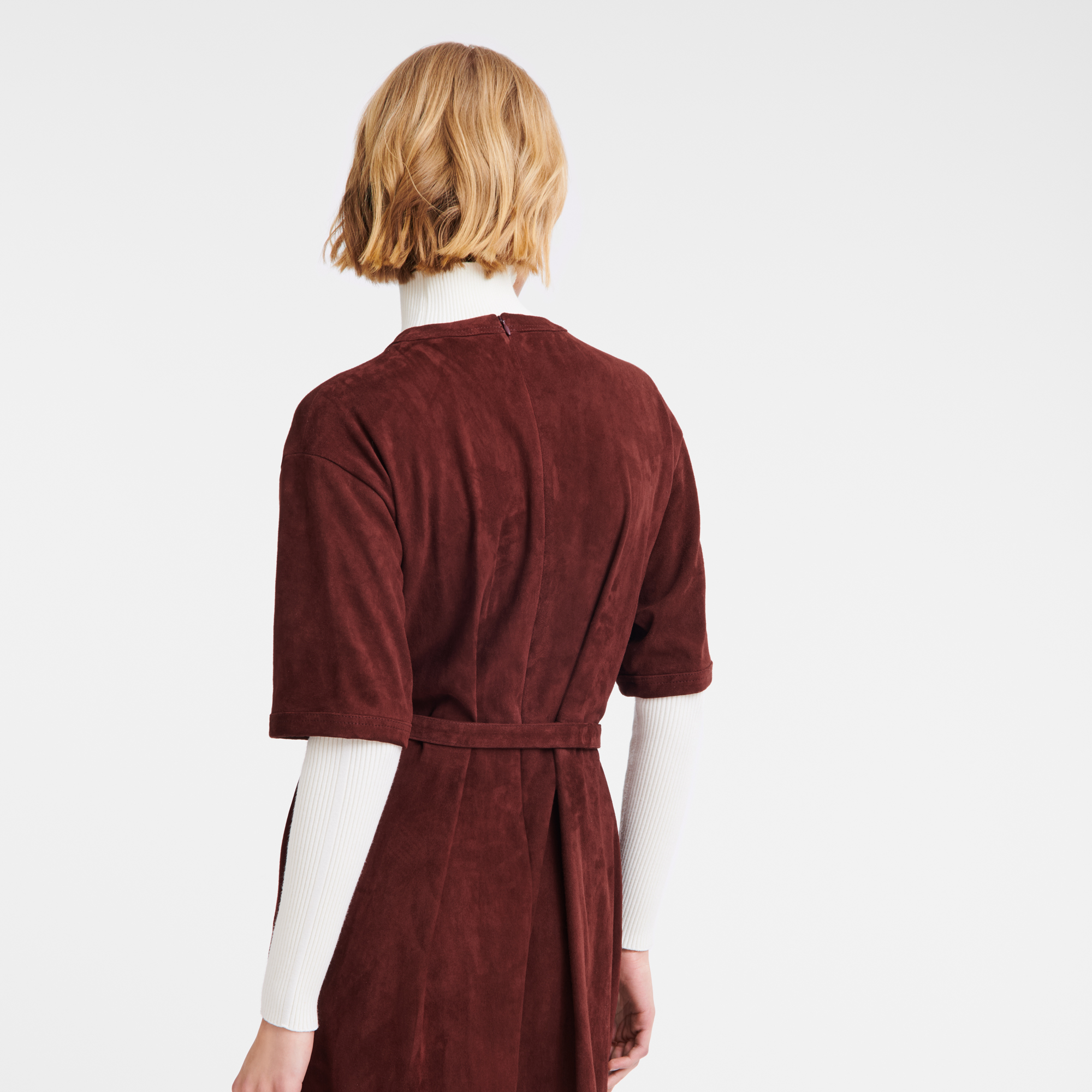 Leather long dress, Burgundy - View 6 of
6 - zoom in null Leather long dress, Burgundy