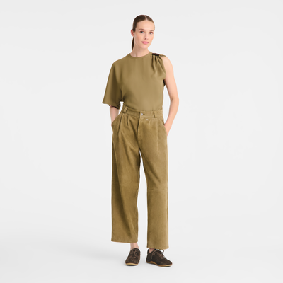 Trousers , Olive - Leather