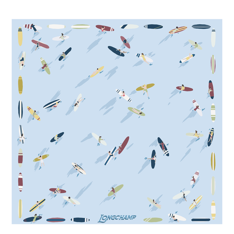 En Attendant la Vague Silk scarf 50 , Sky Blue - Silk  - View 1 of  2