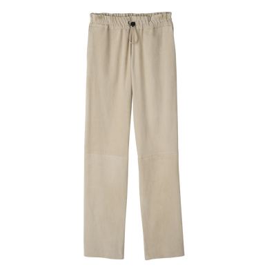 Leather straight pants, Linen