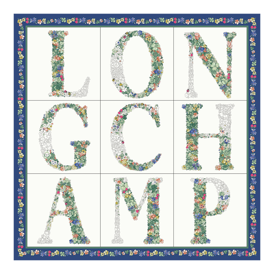 Le Jardin Longchamp Silk scarf 50 , Navy - OTHER