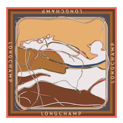 A Toute Allure Silk scarf 90 , Cognac - Silk