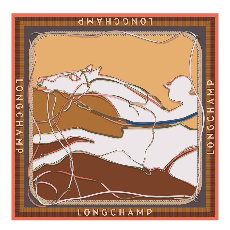 A Toute Allure Silk scarf 90 , Cognac - Silk  - View 1 of  2